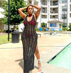 Crochet Beach Cover-Up Maxi Dress