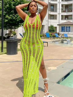 Crochet Beach Cover-Up Maxi Dress