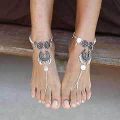 Hollow Carved Tassel Ankle Bracelet