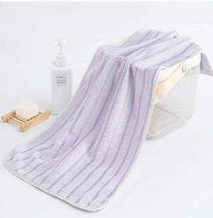 Thick Coral Fleece Towels - Striped Face Towels Set of 5