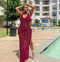 Crochet Beach Cover-Up Maxi Dress