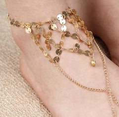 Layered Tassel Beach Anklet