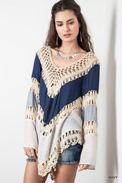 Women's Loose Bohemian Beach Colorful Cover-Up Top