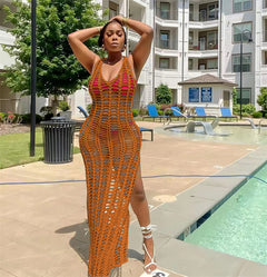 Crochet Beach Cover-Up Maxi Dress