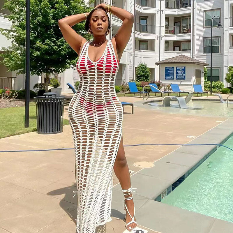 Crochet Beach Cover-Up Maxi Dress