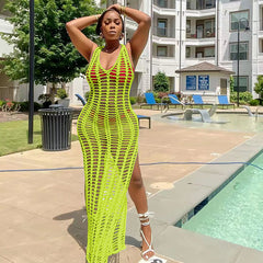 Crochet Beach Cover-Up Maxi Dress