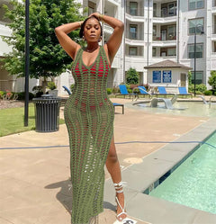 Crochet Beach Cover-Up Maxi Dress