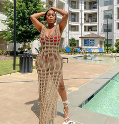 Crochet Beach Cover-Up Maxi Dress