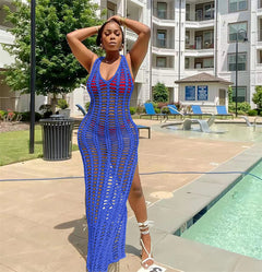 Crochet Beach Cover-Up Maxi Dress